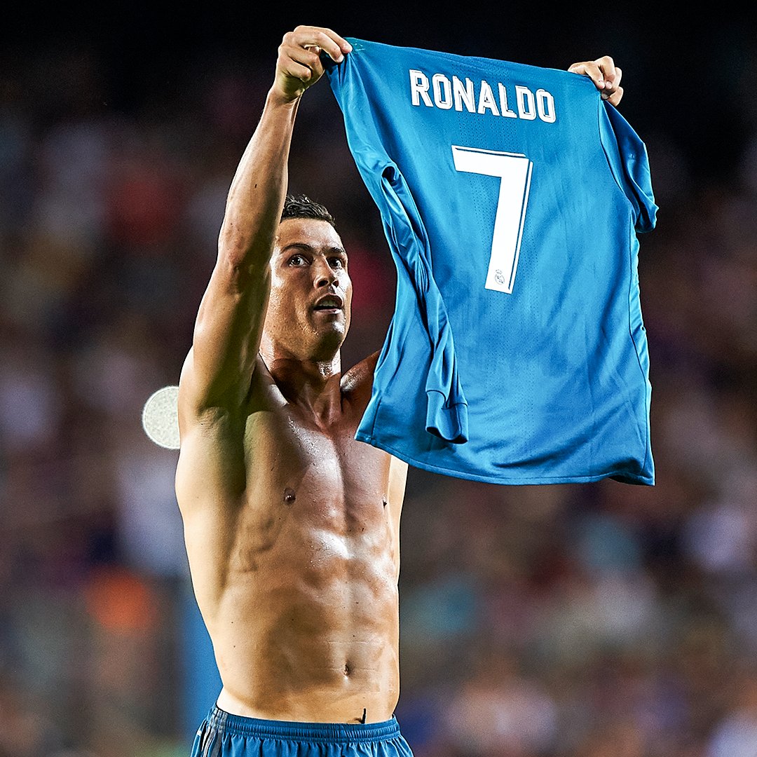 ...And less than four months later, Ronaldo held up his shirt after scoring vs. Barca in the Spanish Super Cup 