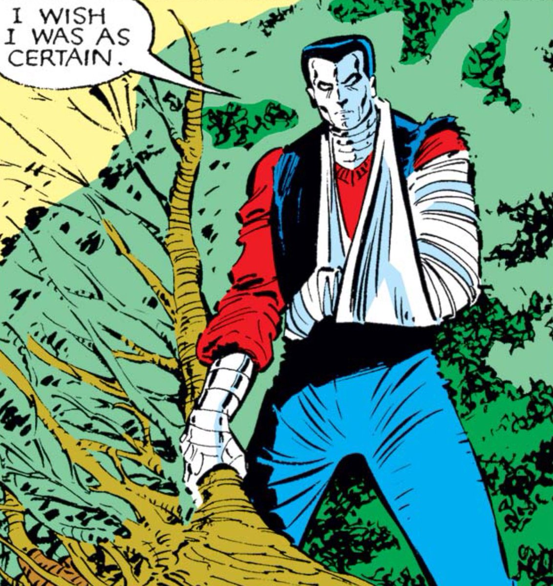 Unlike Kitty's openness toward vulnerability, Piotr's resistance to sharing his feelings with Logan is subtly handled by John Romita Jr., who choose to depict the mutant as hiding behind his literally hard exterior, the transformation only taking place as Logan pushes the man.