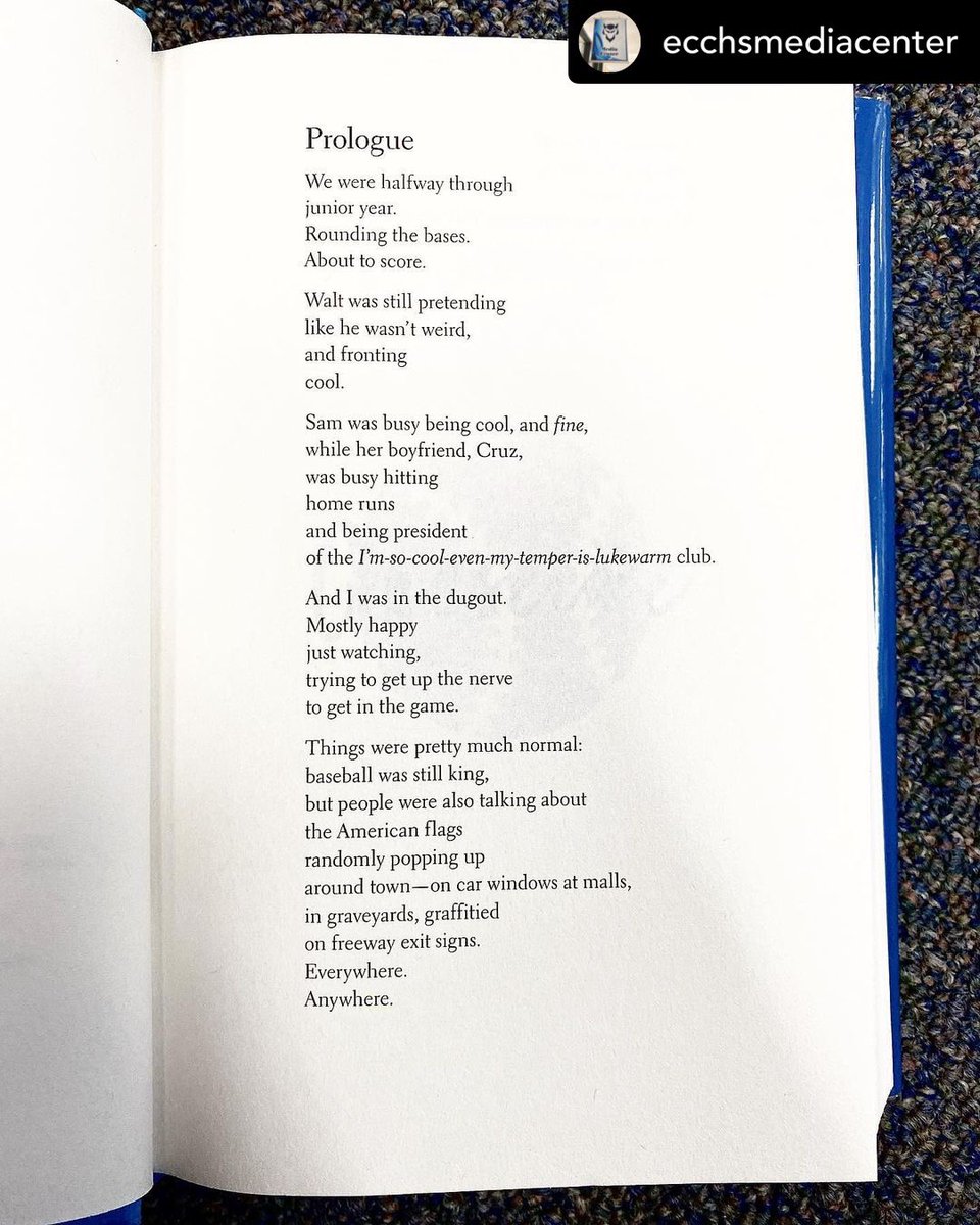 ECCHSmedia's tweet photo. Happy Friday, Blue Devils! Did you know April is #NationalPoetryMonth? So today’s #FirstPageFriday is Swing by @kwamealexander. It’s poetry! Swipe to read the first page and then come check it out at the @ecchs_ga Media Center because #LiteracyMatters! #SwingBook #Poetry 🤘🏽💙📚 https://t.co/xW1VpTXm8g