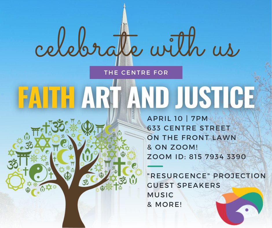 Join the Centre for Faith Art and Justice TOMORROW at 7pm, on the front lawn and on Zoom! Details: fb.me/e/64GLqUxa8