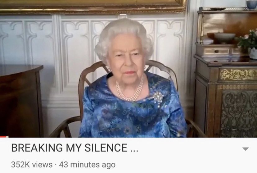 ismonicaj's tweet photo. queen elizabeth after the royals find out she’s been liking the prince phillip memes from her priv acc https://t.co/wsE3g5RlTP