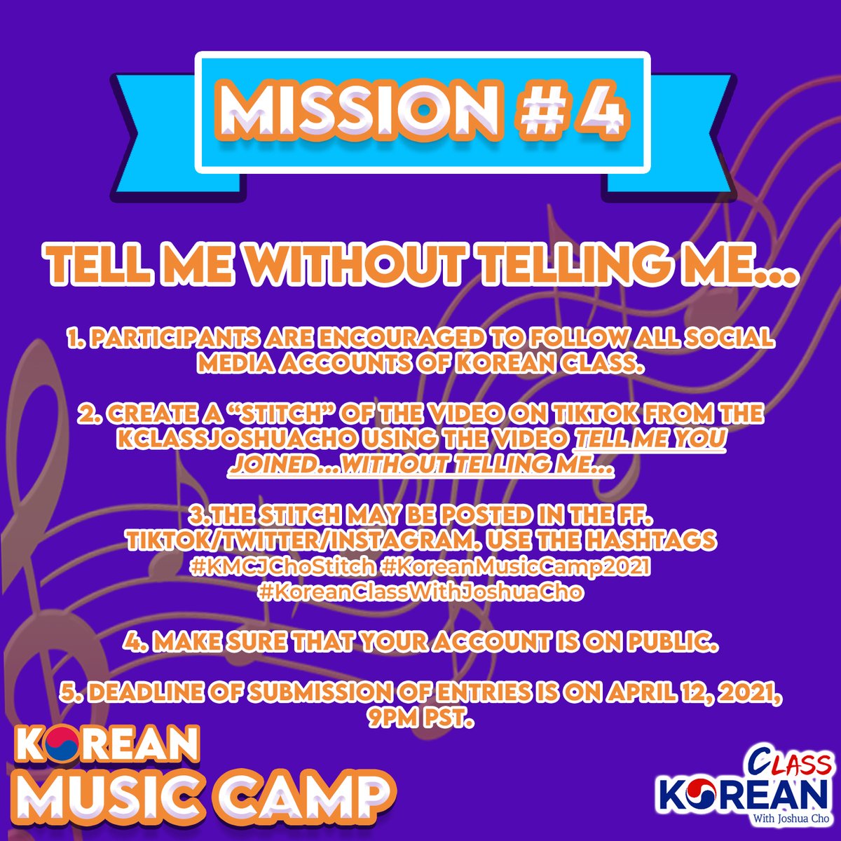 Here is the Night 1 Missions ~  #KoreanClassWithJoshuaCho  #LearnShareEnCHOy  #KoreanMusicCamp2021