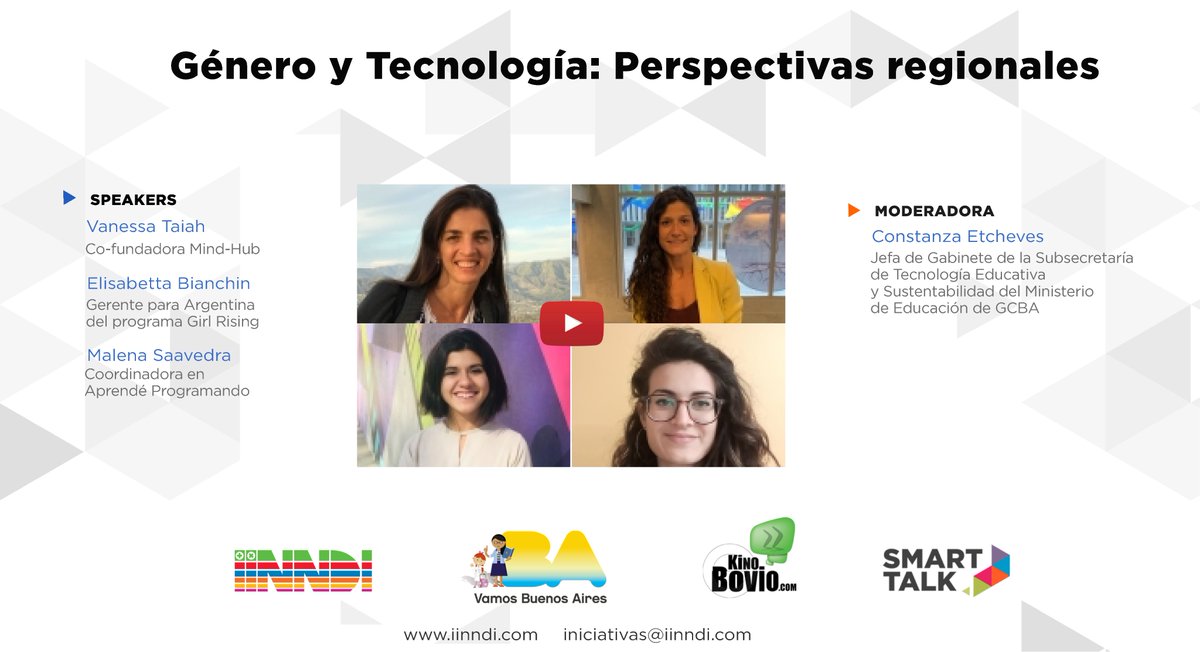 Smart_LiveTalks's tweet image. Ya podés acceder al ondemand de &quot;𝘎𝘦́𝘯𝘦𝘳𝘰 𝘺 𝘛𝘦𝘤𝘯𝘰𝘭𝘰𝘨𝘪́𝘢: 𝘗𝘦𝘳𝘴𝘱𝘦𝘤𝘵𝘪𝘷𝘢𝘴 𝘙𝘦𝘨𝘪𝘰𝘯𝘢𝘭𝘦𝘴&quot;
smart-talk.app/panel-genero-y… 💻📲

Más info 👉➡ @girlrising

#smarttalk #IINNDI #TecnologiasTransformadoras #genero #SmartCities #Ciudadesinteligentes