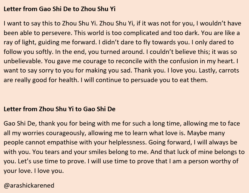 Before the letters.Sam: Wo ai ni. I love you...Aishiteru (Japanese)...After the letters.Sam: I feel that I heard some things which he was saying to me. Said to me. Yes, said, to me. That kind of feeling. #FightingMr2ndFinale