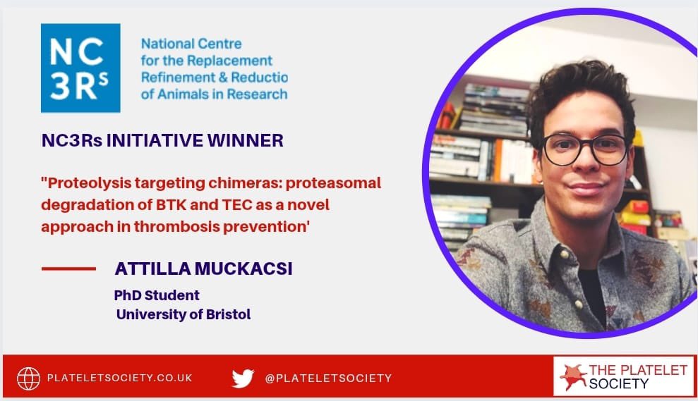 This year we teamed up with  @NC3Rs for a special competition to drive innovation in 3Rs approaches to platelet research. Congratulations to  @AttilaMunkacsi who won for his suggestion to use ProTaCs to study platelet function in vitro.  #PlateletECR