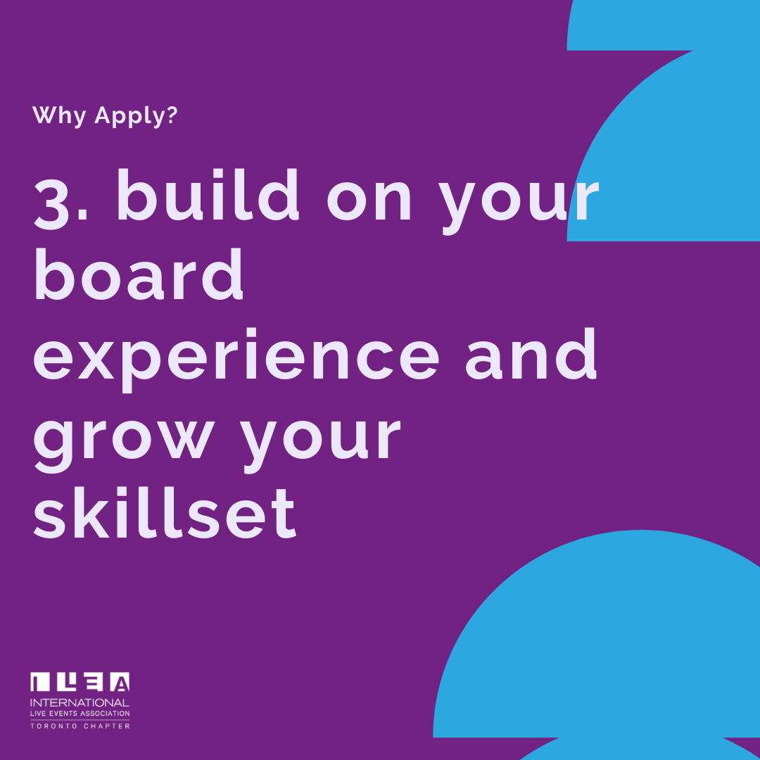 Unmute yourself…
Become a leading voice for the event community
ILEA Toronto CALL FOR BOARD NOMINATIONS is now OPEN!
Deadline to apply is April 14, 2021
buff.ly/2M5jzcl