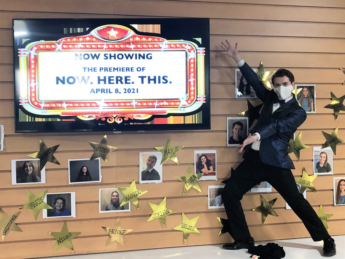 pennmanor's tweet image. The cast and crew of "Now. Here. This," Penn Manor's spring musical, hosted a red carpet premiere for the online production that goes live tonight and Saturday at 7:30 and Sunday at 3 p.m. You can reserve your tickets here: showstreamr.com/school/penn-ma…