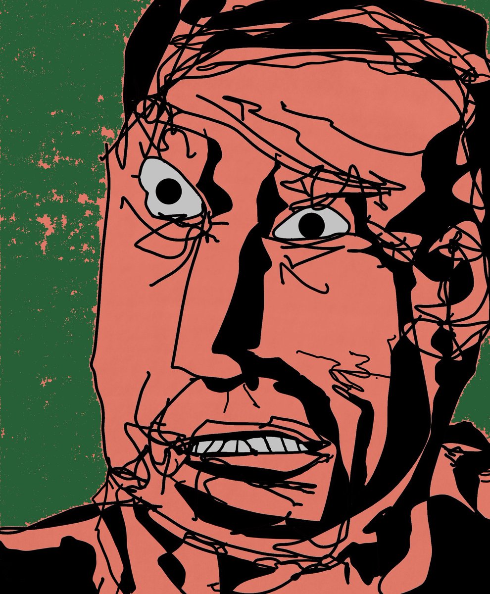 PDean_Yeah's tweet photo. "Man Flustered Over Losing An Argument", drawn a few days ago with eyegaze technology. #DrawingWhileDisabled #DisabledArtists #ALS #LouGehrigsDisease #MND #EyeGaze #EyeGazeArt #DisabilityTwitter https://t.co/nutOrkRGMw