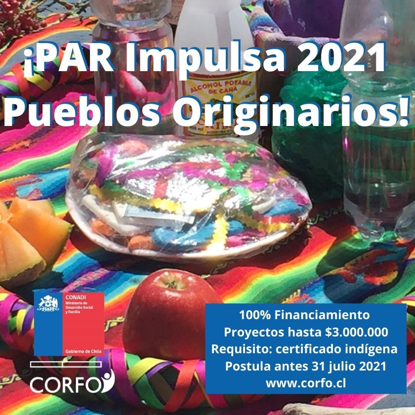 #Arica ¡100% de financiamiento #Corfo! El programa  PAR Impulsa con foco en #PueblosOriginarios de <a href="/CorfoArica/">CorfoArica</a> busca ayudar en la reactivación a las empresas regionales con base indígena #CorfoContigo

Postula bit.ly/3dGWXZy