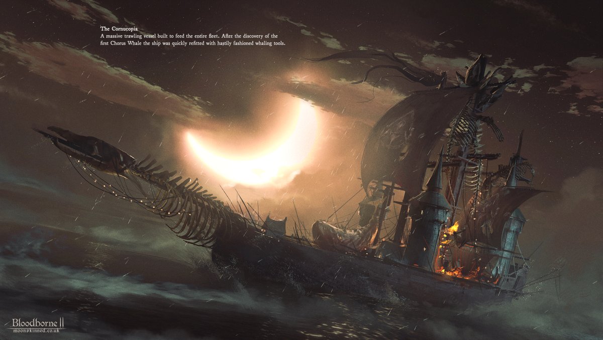 My entry for  @VaatiVidya 's Bloodborne 2 competition. The Healing Church Mission would be set entirely on a fleet of ships, taking the miracle of blood ministration across the seas. What could go wrong!  #bloodborne  #conceptart  #fromsoftware