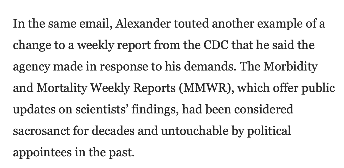 They *did* change information about COVID-19 published in MMWR, according to these new documents released by congressional investigators. MMWR is among the most important and widely cited public health reports in the world.