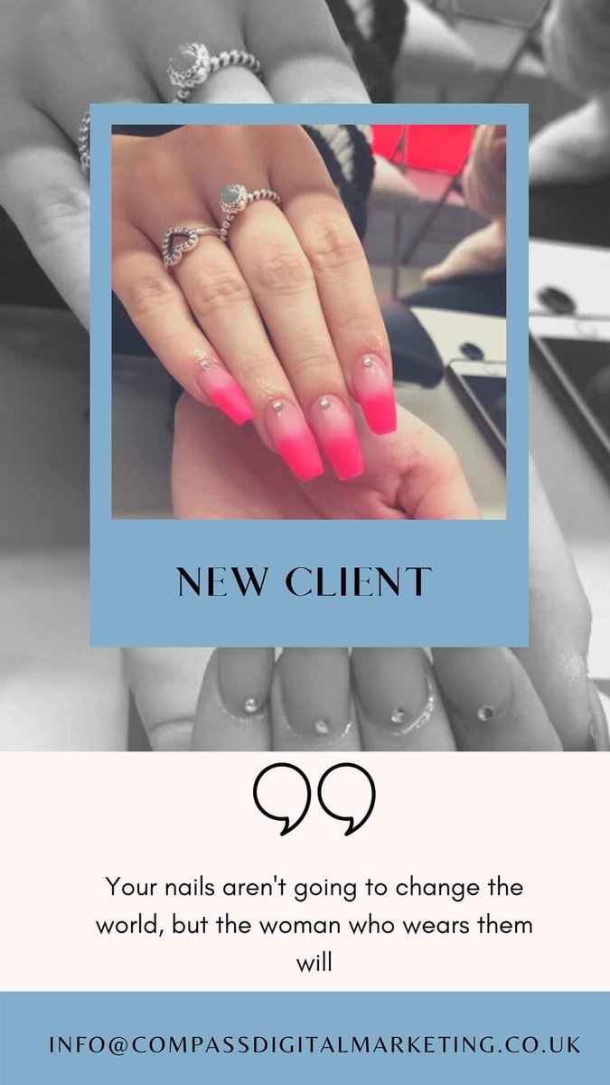 CompassDigital3's tweet image. "𝐘𝐨𝐮𝐫 𝐧𝐚𝐢𝐥𝐬 𝐚𝐫𝐞𝐧'𝐭 𝐠𝐨𝐢𝐧𝐠 𝐭𝐨 𝐜𝐡𝐚𝐧𝐠𝐞 𝐭𝐡𝐞 𝐰𝐨𝐫𝐥𝐝, 𝐛𝐮𝐭 𝐭𝐡𝐞 𝐰𝐨𝐦𝐚𝐧 𝐰𝐡𝐨 𝐰𝐞𝐚𝐫𝐬 𝐭𝐡𝐞𝐦 𝐰𝐢𝐥𝐥" - 𝐓𝐚𝐦𝐦𝐲 𝐓𝐚𝐲𝐥𝐨𝐫 Over the next few week we will be working with a nail salon l helping with content creation and Social Media