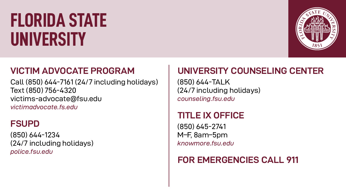 FSUDSA's tweet photo. Campus Connection is a collaboration between FAMU, FSU, and TCC centered on action, education, and the continuum of care for the collegiate community related to the prevention of interpersonal violence. Each campus has dedicated services to support members of our community. https://t.co/sfKf0Shf8O