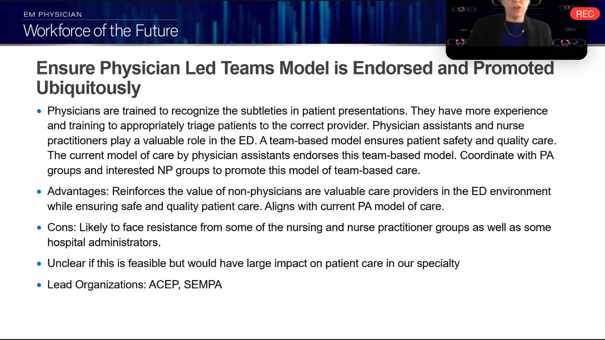 5. Support Standardization of Training in ED for APPs6. Ensure we are promoting physician-led teams