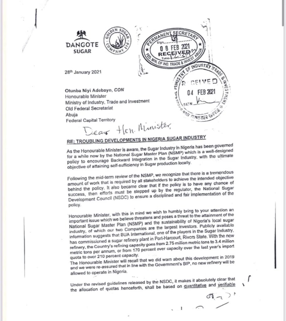 20. This has led to a petition from Aliko Dangote and the Chairman of FMN, John Coumantaros to the Honorable Minister of Industry, Trade, and Investment in January 2021.