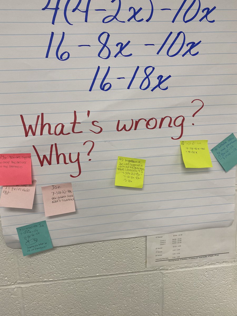 DrHawk731's tweet photo. Ended the day with @HMSTomcats Math. Students were asked to analyze 3 “students” work from @CurriculumAssoc #ReadyMath curriculum and find their mistakes. They were also asked to work in groups and discuss the errors with the class! #conceptualknowledge https://t.co/abQony0yAb