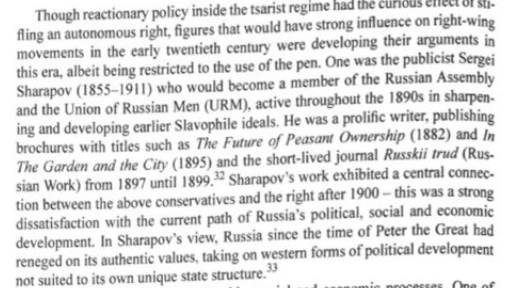 Intelectuales de la inteligentsiya derechista comenzaron muy pronto a detectar los problemas de Rusia, decían que la industrialización era extranjera y esclavizaría a sus habitantes a los intereses de financieros internacionales, las comunas campesinas y el campo era la solución.