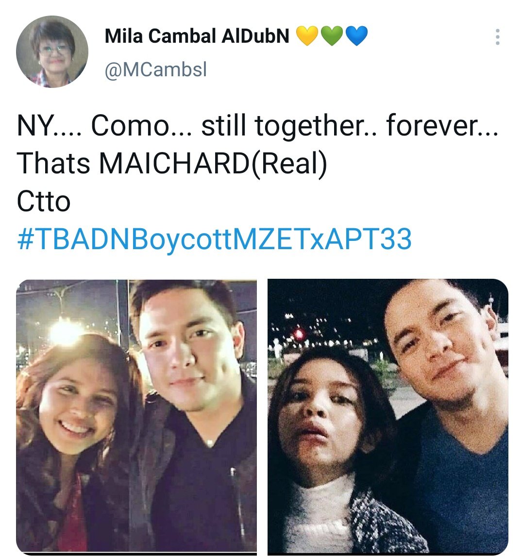  https://twitter.com/AxlLacey/status/1380528620813185026?s=19 If left to their own devices and left well enough alone, Maine and Alden will find, meet and stay with each other again and again.  #TBADNBoycottMZETxAPT33