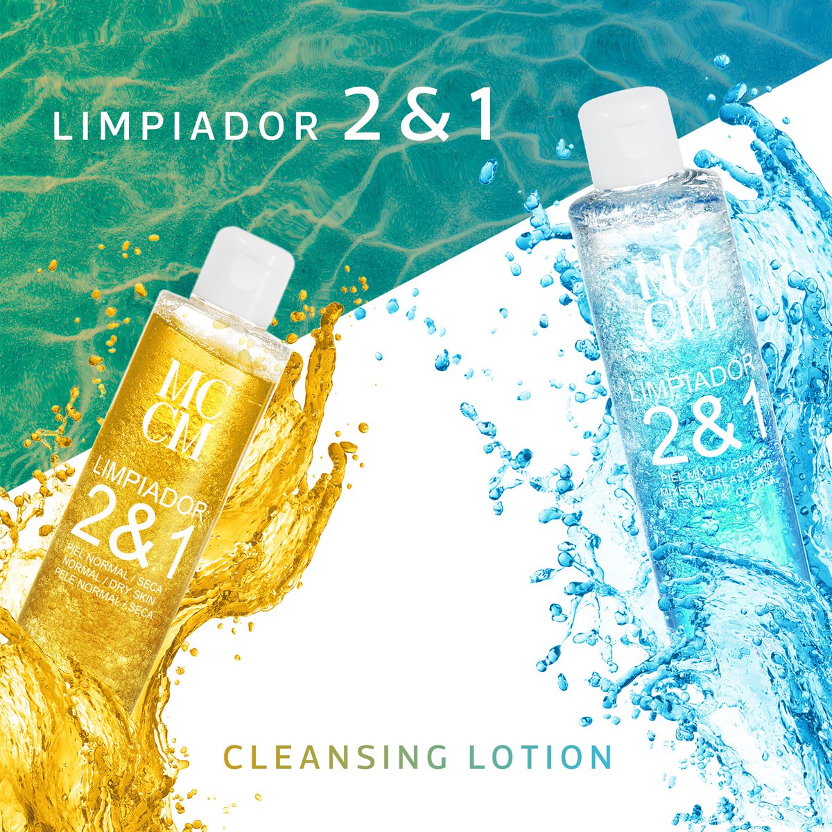 Essential steps – Biphasic 2&amp;1 Cleansing Lotion
.

Designed to deeply cleanse and tone the skin, it removes impurities without drying it.
The skin gets cleansed, also when using water-resistant makeup.
Available for oily/combination skin and normal/dry skin.