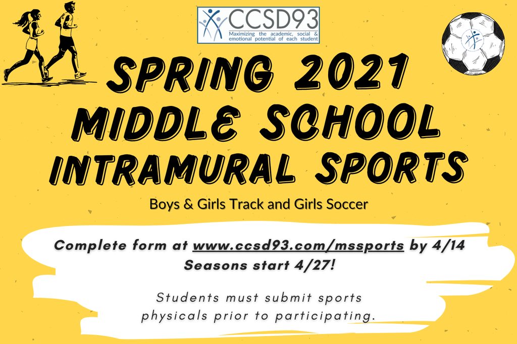 INTRAMURAL SPORTS AVAILABLE TO SMS STUDENTS - COMMIT BY 4/15 at CCSD93.com/mssports