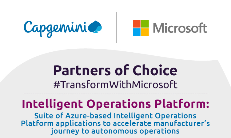 CapgeminiIndia's tweet photo. .@Capgemini is proud to be a Partner of Choice for @MicrosoftIndia with our Intelligent Operations Platform - https://t.co/1oDyeWINWP. We value this partnership and work together towards transforming the world. #PartnerofChoice #TransformWithMicrosoft https://t.co/aVqDwbSRI3