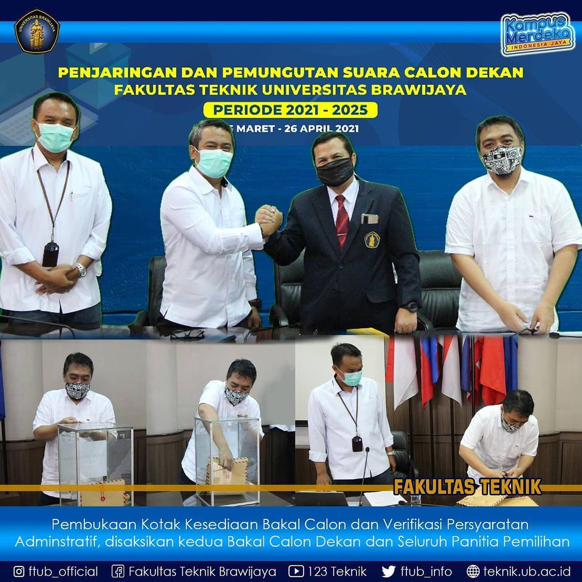 FTUB_INFO's tweet photo. Selamat malam KBFT!!
Bursa Penjaringan dan Pemilihan Dekan Fakultas Teknik Periode 2021-2025 dimulai.
Pada tanggal 5 April 2019 telah dibuka Kotak Kesediaan Bakal Calon oleh Ketua Panitia di hadapan seluruh panitia dan dua Bakal Calon.
Together We Do The Best!!
#PILDEK #FTUB https://t.co/Cf3TtzwOHA