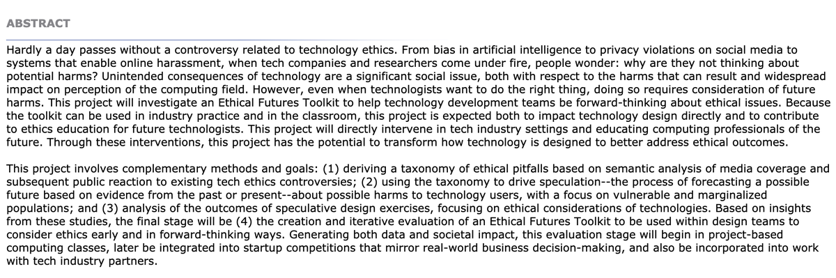 Here's the official description with a (very brief, high level!) overview of the research that my students and I will be working on. I'm really excited to have a lot of partnerships with instructors in  @cuinfoscience and  @CUEngineering as well as  @InnovateCUBldr 