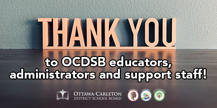 OCDSB's tweet photo. As we head into the Spring Break, we want to recognize all #OCDSB staff for the incredible work you do every day to support students and families. Retweet or comment on this post to join us in saying "Thank you!" https://t.co/6gee5y8RHe