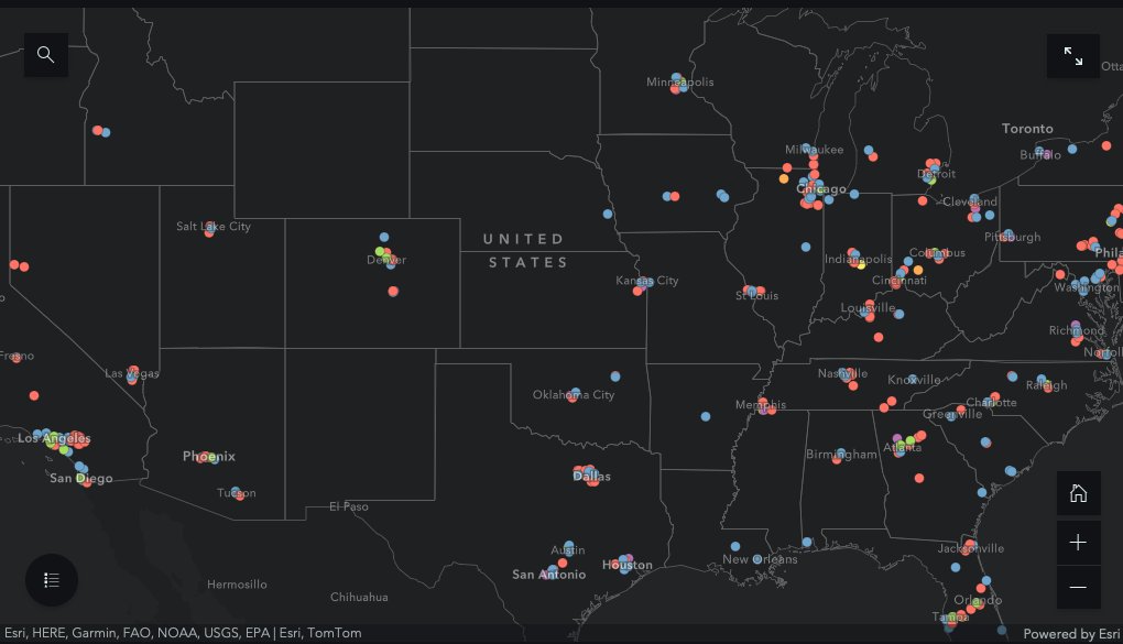 But there are chokepoints, if you think beyond the site-by-site approach. Here is a map of Amazon warehouses. Note big clusters around metro regions. if workers can build enough power across a metro region, they can shut down delivery across an entire area, vs. in one shop.