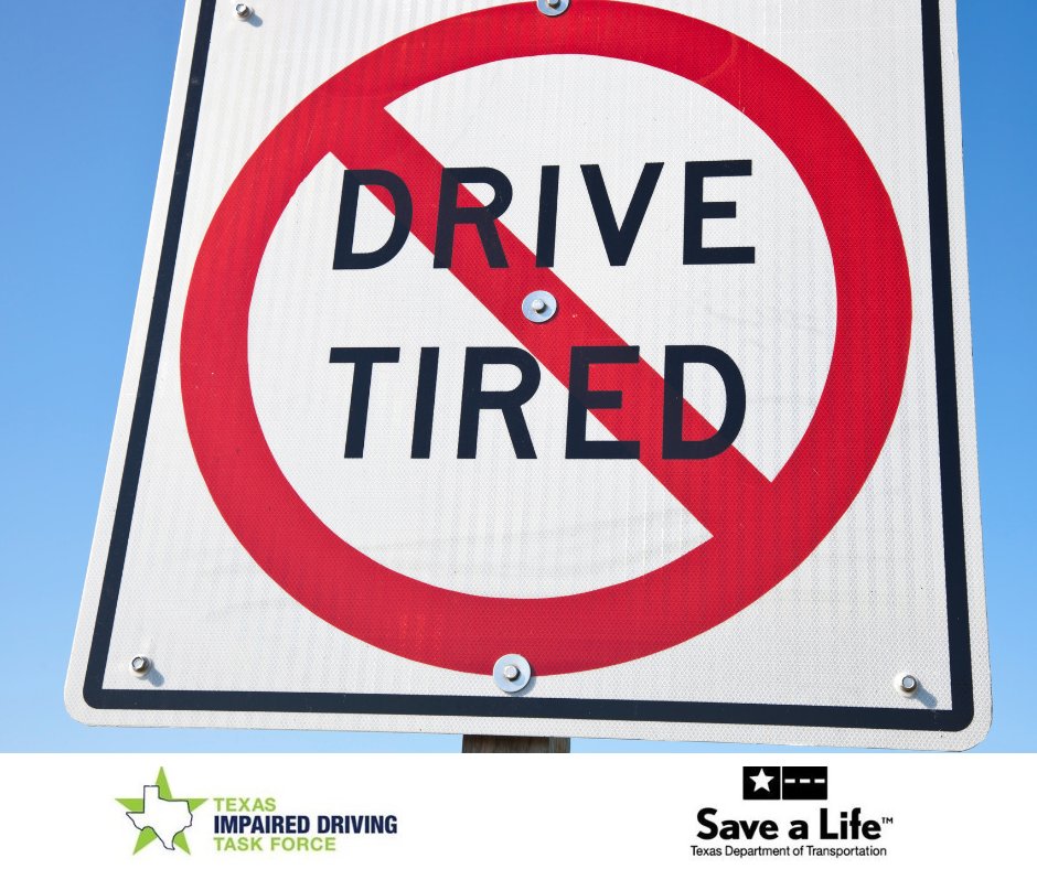 TxIDTF's tweet photo. Fatigue-impaired driving can be just as dangerous as alcohol or drug-impaired driving.
How?
Just like drugs or alcohol, sleepiness slows reaction time, decreases awareness and impairs judgment.
#TxIDTF #DriveSafely https://t.co/MoAFEbq4sY
