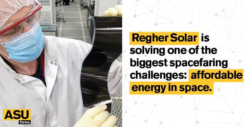 ASU's tweet photo. This @ASU startup has #space power. π°οΈ
Here's how #RegherSolar and ASU partnerships are creating an anti-fragile economy.
#ASUThrive