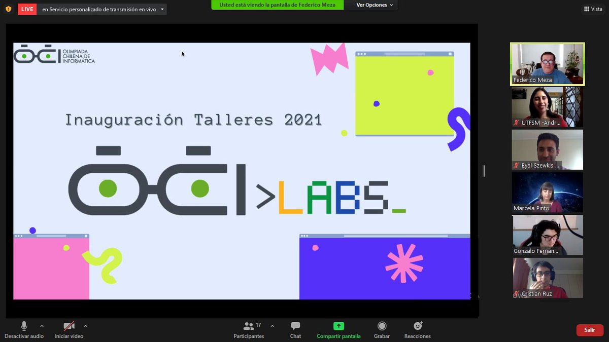 OCI_Chile's tweet image. ¡Ya estamos en vivo en la bienvenida virtual junto a representantes de @InnovaMineduc, @Sociedad3C y del equipo de coordinadores!
Los talleres se enmarcan en un Convenio de Cooperación entre el @Mineduc y la Sociedad Chilena de Ciencia de la Computación
tv.inf.utfsm.cl