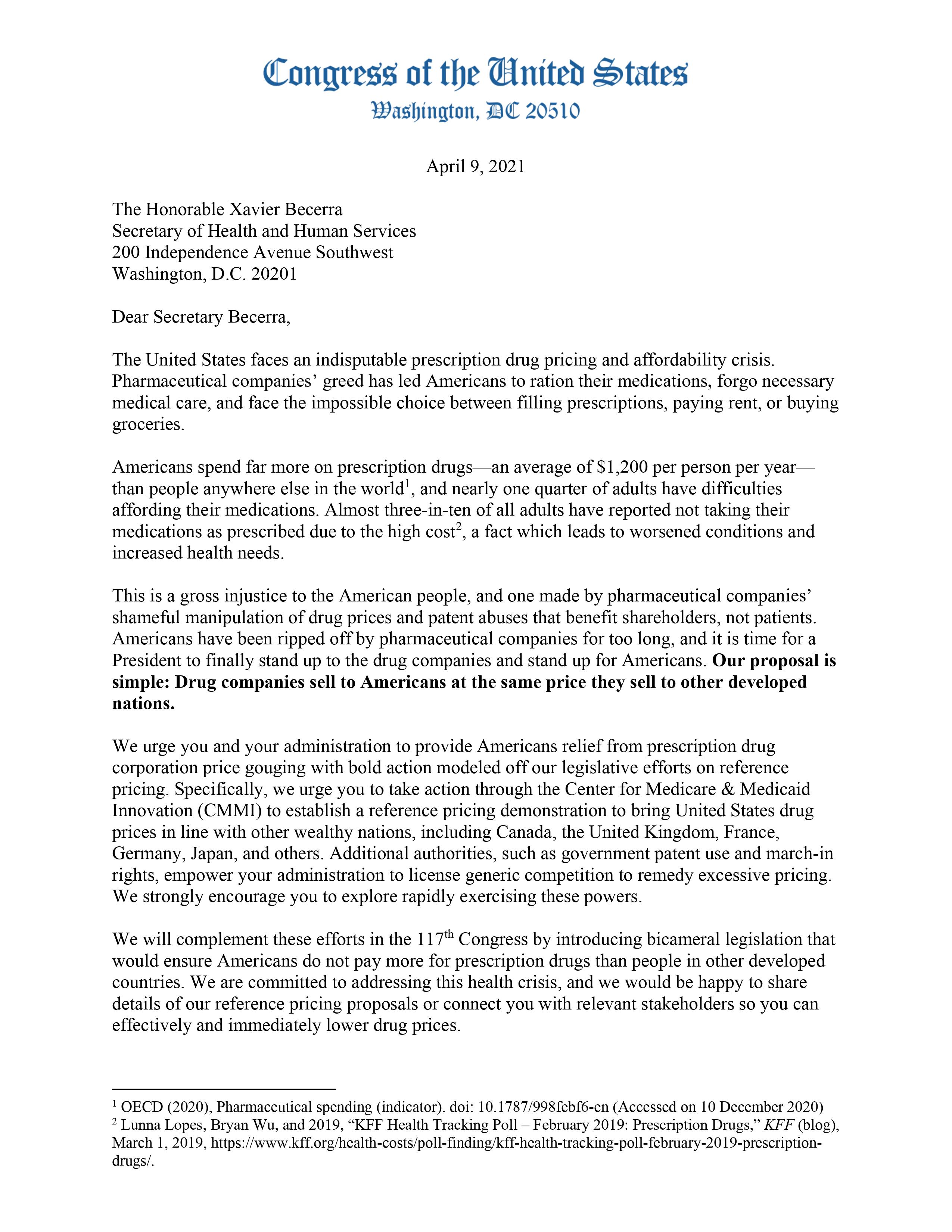 Rep Peter Welch It S Simply Unacceptable That Big Pharma Gouges American Consumers That S Why Senjeffmerkley And I Sent A Letter Today To Secbecerra Demanding These Companies Sell To Americans At