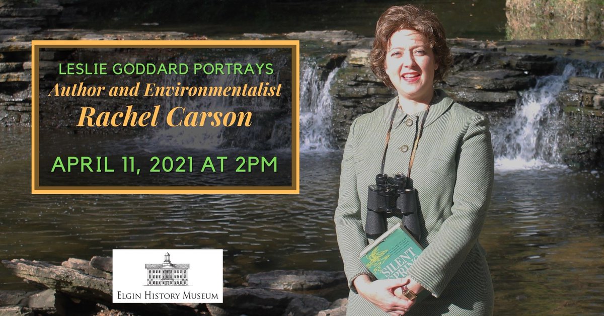 This Sunday! Join us on Zoom as Leslie Goddard portrays environmentalist and author Rachel Carson, whose influential book 'Silent Spring' and other writings are credited with advancing the global environmental movement. Please register: bit.ly/3sXSmZj