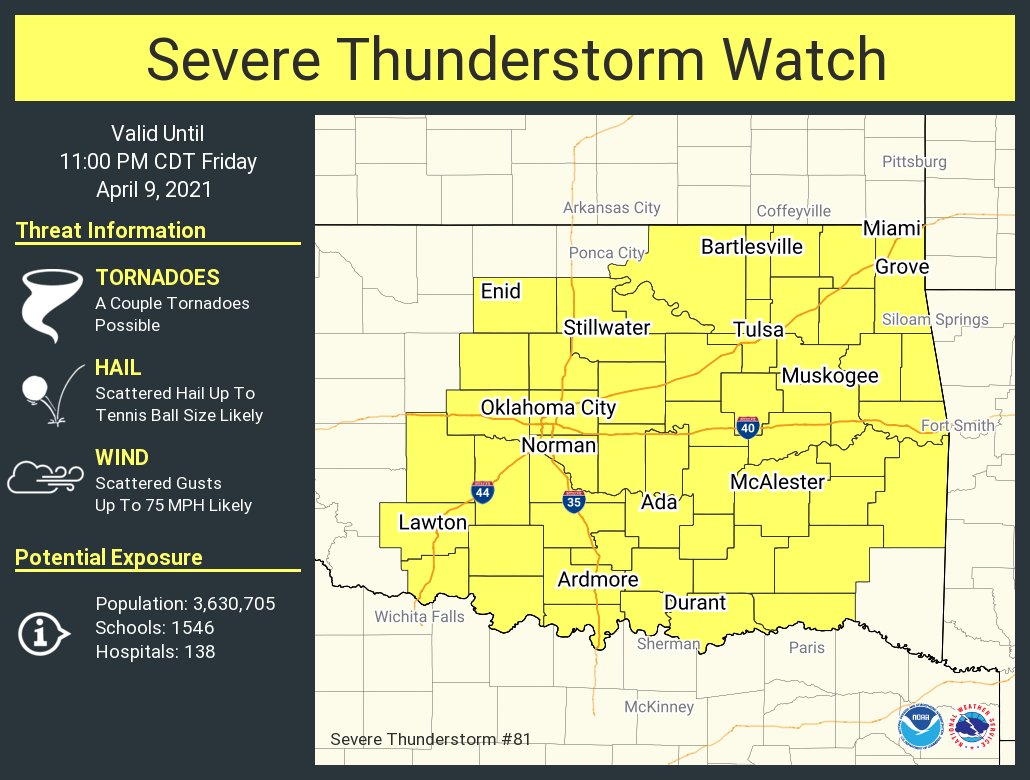NWS Norman on Twitter "355 pm severe thunderstorm watch until 11pm