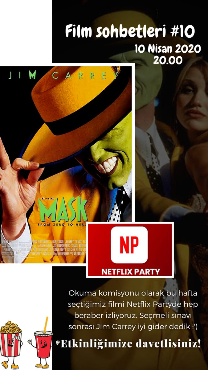 Seçmeli sınavlarımızın yorgunluğunu atmak isteyenlere! 
Okuma Komisyonu ile beraber, The Mask'i izliyoruz🧡 Katılım için DM lütfen 😊