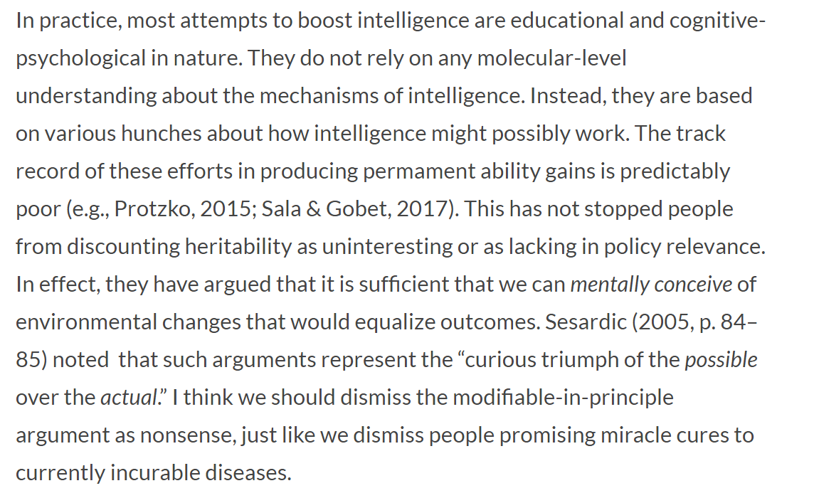 Here is Dalliard's demolition of IQ boosting: triumph of the possible over the actual