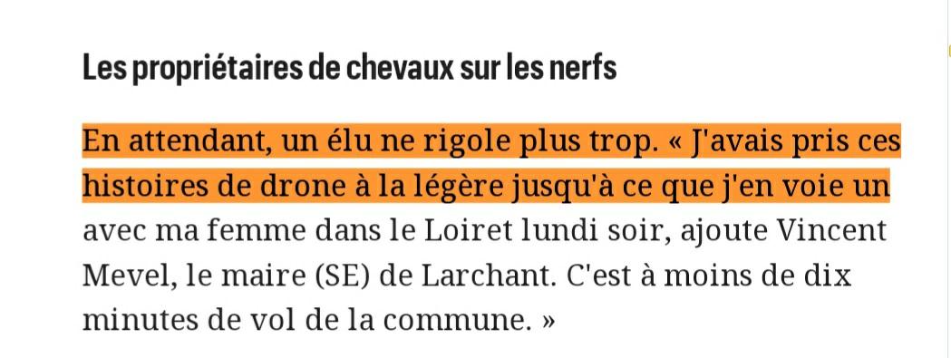 54 Des agents de la gendarmerie des transports aériens, basée à Orly, ont été mobilisés pour comprendre ce qui se passe. Un éleveuse de Boissy-aux-Cailles précise qu’ils passent notamment au-dessus des parcelles avec des chevaux.