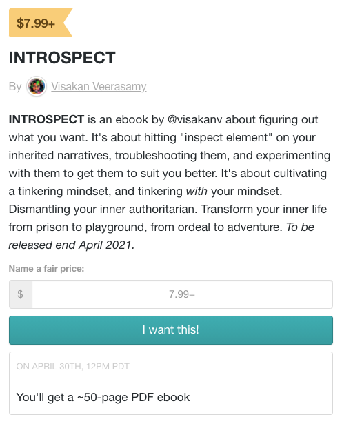 ok I'm excited about this I think this is the final stretch! http://gum.co/introspect 
