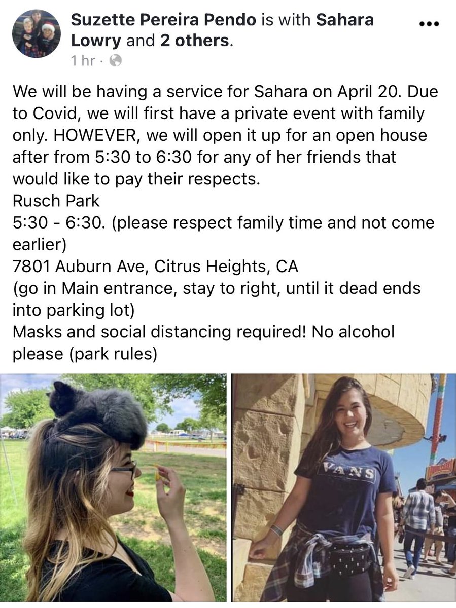 Service info her mom asked me to share.