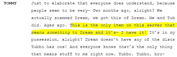 we see this - we see, probably most clearly, during the day of the exile decision, what people consider the "only item that means something to dream" to be used against him, to turn him into their "bitch"