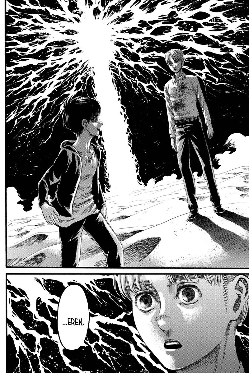 And the fact this conversation between Eren and Armin took place in and recontextualizes chapter 131 when Armin first got into paths (which was unexplained but now makes sense since Eren called him there) puts it into perspective with Eren's "freedom" & this both being one event.
