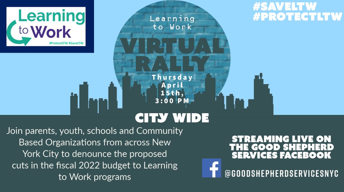 AnnieEMinguez's tweet photo. Join the Learning to Work Coalition for a City Wide Rally to denounce the cuts to programs that support older youth across the City and to call on @NYCMayor &amp; @DOEChancellor to #SAVELTW &amp; #ProtectLTW https://t.co/MpnnBylbqT