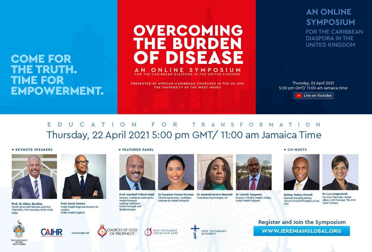 SAVE THE DATE! Thursday April 22, 2021 5:00pm UK time or 11:00am Jamaica time. Online Symposium. REGISTER NOW at JeremiahGlobal.org  #CAIHRAdvocacy