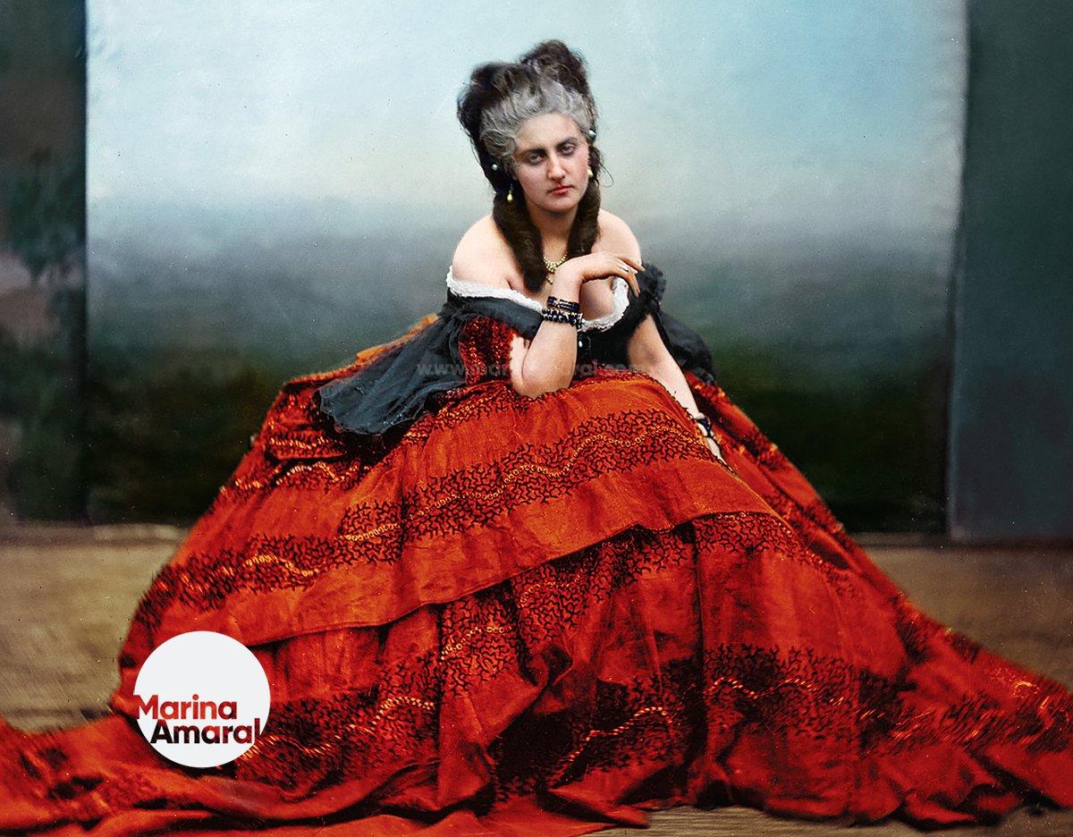 Colorized by me: Virginia Oldoïni, Countess of Castiglione, the selfie queen of Paris high society, 1865.She was a significant figure in the early history of photography.