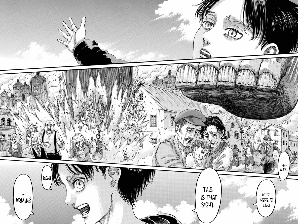 I guess kind of like Fritz wanted a brief "paradise" in the walls before their deserved reckoning, Eren had his brief "freedom" of an outside world with no people before his own. Eren's sins were just as severe as the old Eldian Empire and he knew it better than anyone.