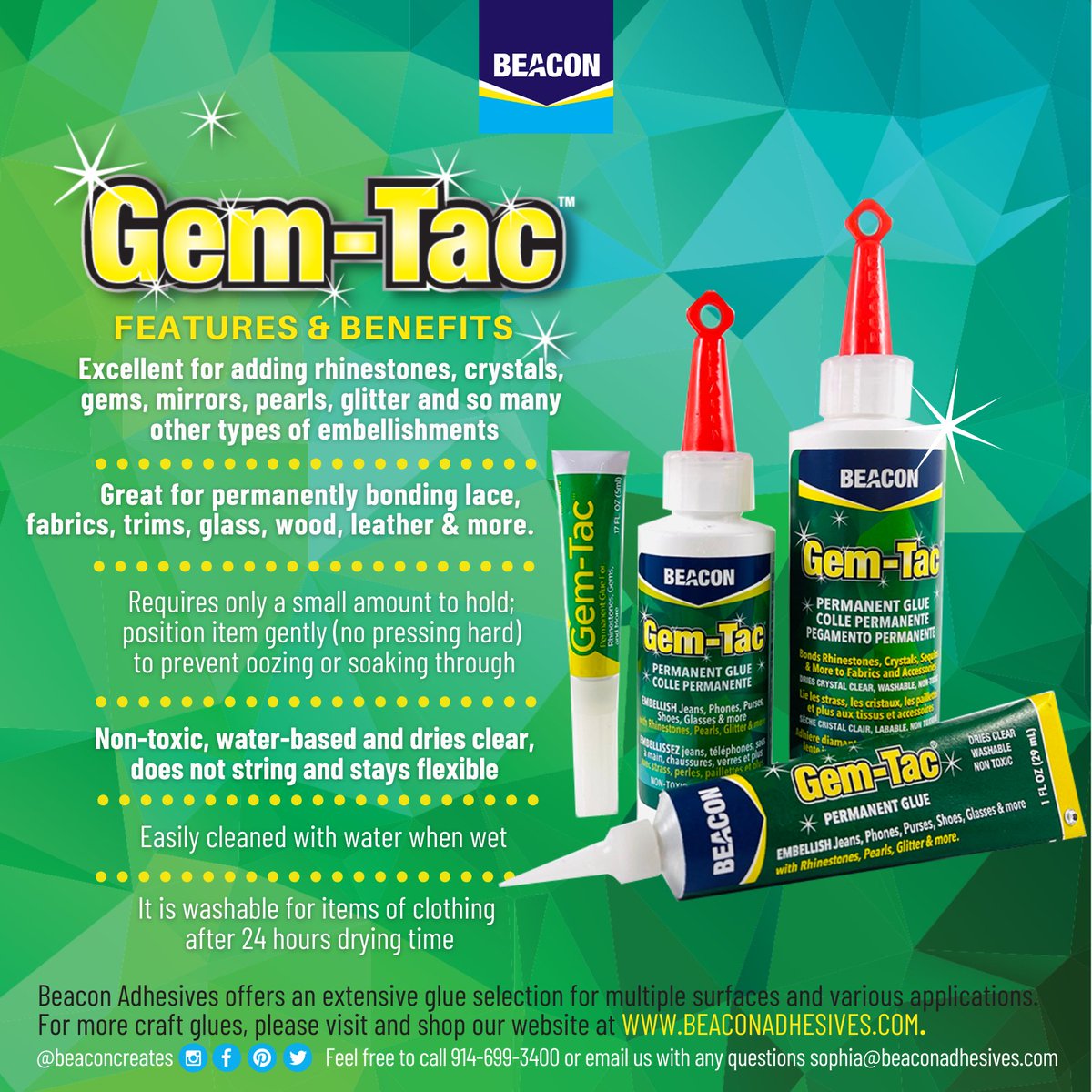 Gem-Tac Permanent Adhesive - 4 Fl. Oz. - Glue - Adhesives - Notions