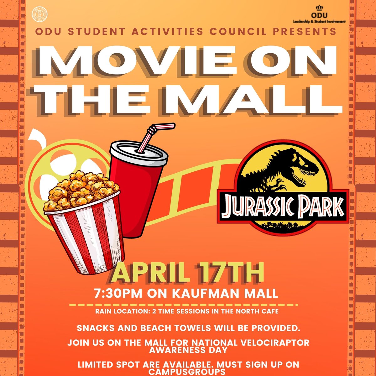 ODUSAC's tweet image. On the last stop on our SAC Week tour Saturday 17th  Sac and friends take it back with a classic 🦖

Feel free to join us outside the web for a nice night under the stars.