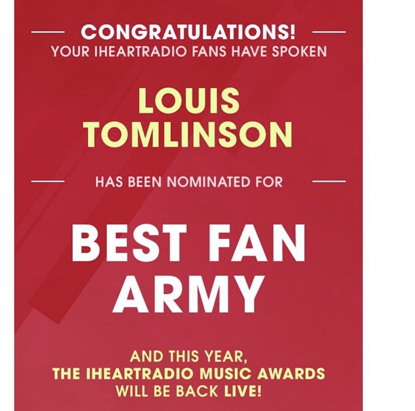 LouisWTMedia's tweet photo. #IG | David Massey (President &amp; CEO of Arista Records) via IG!

“And to Louis Louis for his @iHeartRadio nomination and congratulations to him and his incredible fans @Louis_Tomlinson” https://t.co/2S6NWTFeki