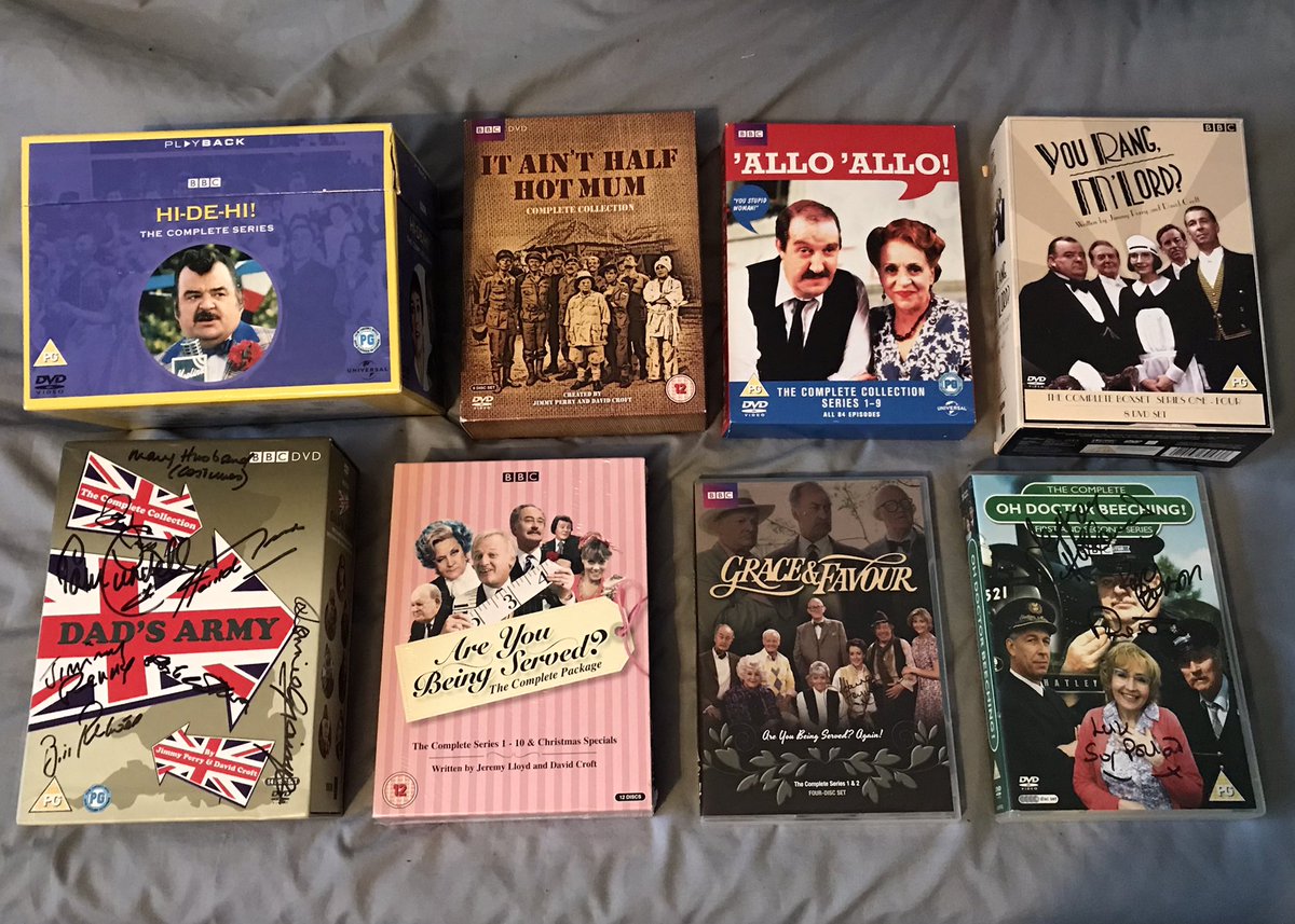 Here’s my complete Croft, Perry and Lloyd DVD collection.
#dvdsandmovies #dadsarmy #AlloAllo #YouRangMLord #ItAintHalfHotMum #HiDeHi #OhDoctorBeeching #AreYouBeingServed #GraceAndFavour #BBCComedy #BBC